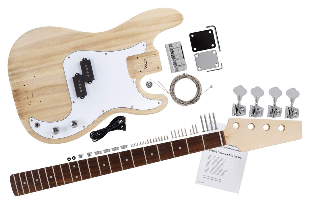 Rocktile DIY PB Bausatz E-Bass - "Do-it-yourself" Bausatz PB-Style - Korpus: Paulownia - Hals: Ahorn