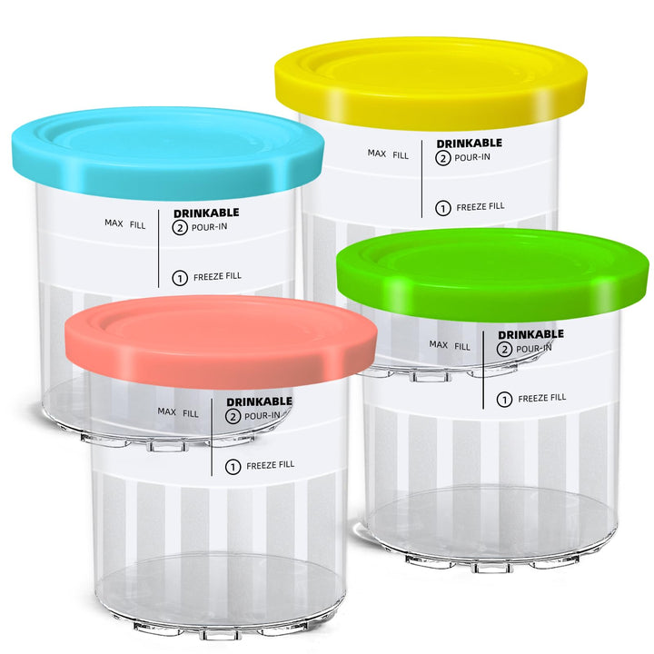 4 Stück Behälter für Ninja Creami Deluxe 680ML Ersatz Pints und Deckel für Ninja Creami NC500EU NC50