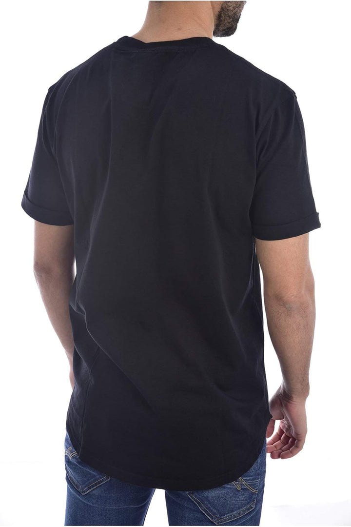 Calvin Klein Herren T-Shirt Kurzarm Badge Turn Up Sleeve Rundhalsausschnitt XXS Black (Ck Black), XX