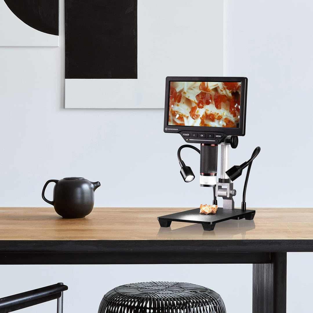 Bresser Digitales Mikroskop 2L mit regelbarem Auflicht, WLAN, hochauflösendem 17,8-cm-(7&