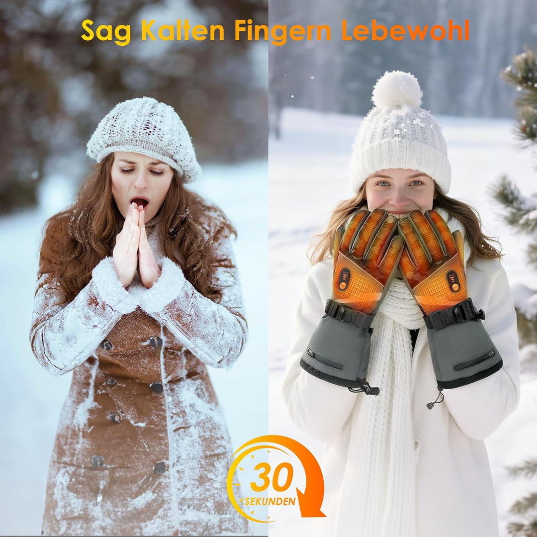 Minthouz W11 Beheizbare Handschuhe für Herren Damen, 7.4V Akku Beheizte Handschuhe, 3 Heizstufen Hea