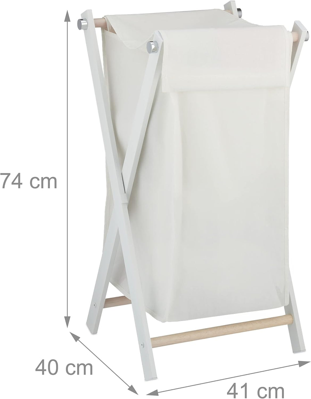 Relaxdays Wäschekorb, klappbar, Wäschesammler mit Deckel, Stahl & Stoff, 50 Liter, HxBxT: 74 x 41 x