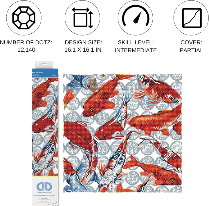 Diamond Dotz DD9-051 Koi Mosaic, ca. 41 x 41 cm gross, Diamond Painting, Malen mit Diamanten, funkel