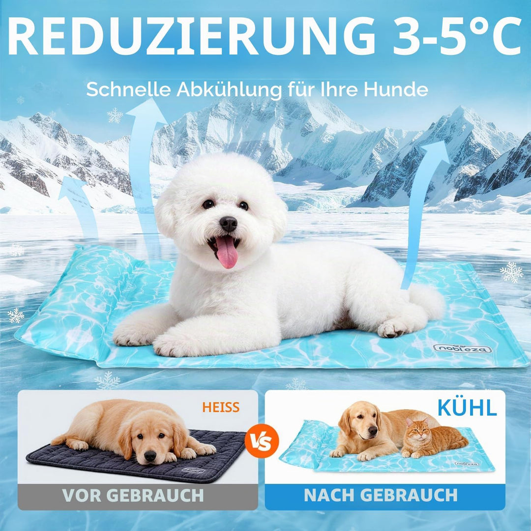 Nobleza Kühlmatte Hund und Katze, Kühlmatte für Hunde und Katzen, Design mit 6cm Zusätzlichem Halski