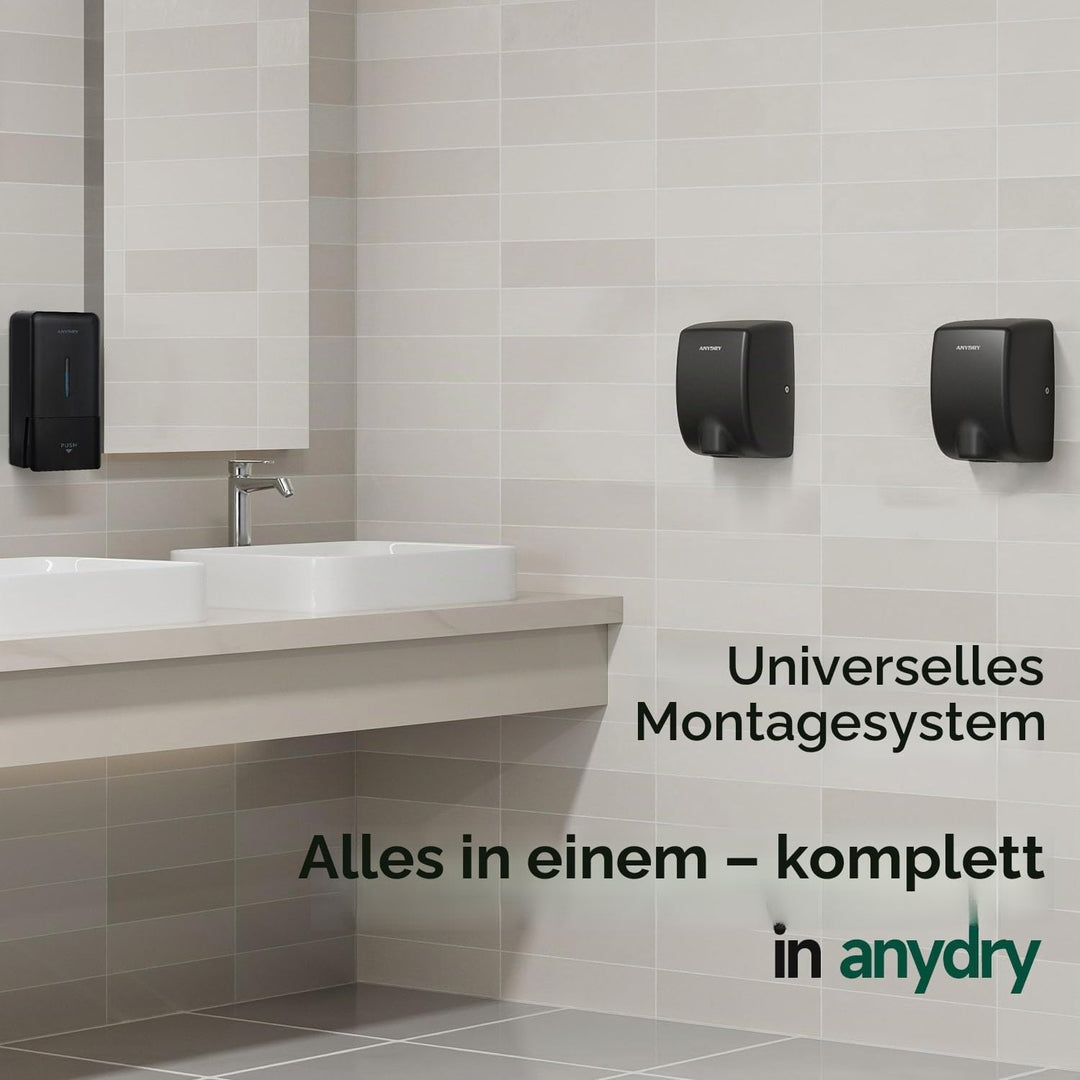 anydry 2803Y Mini-Händetrockner, Hochgeschwindigkeits-Luftstrom 1350W, Edelstahl-Mattlack-Oberfläche