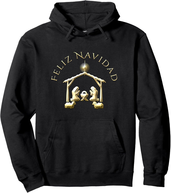 Spanish Merry Christmas Feliz Navidad Krippenkunst Pullover Hoodie