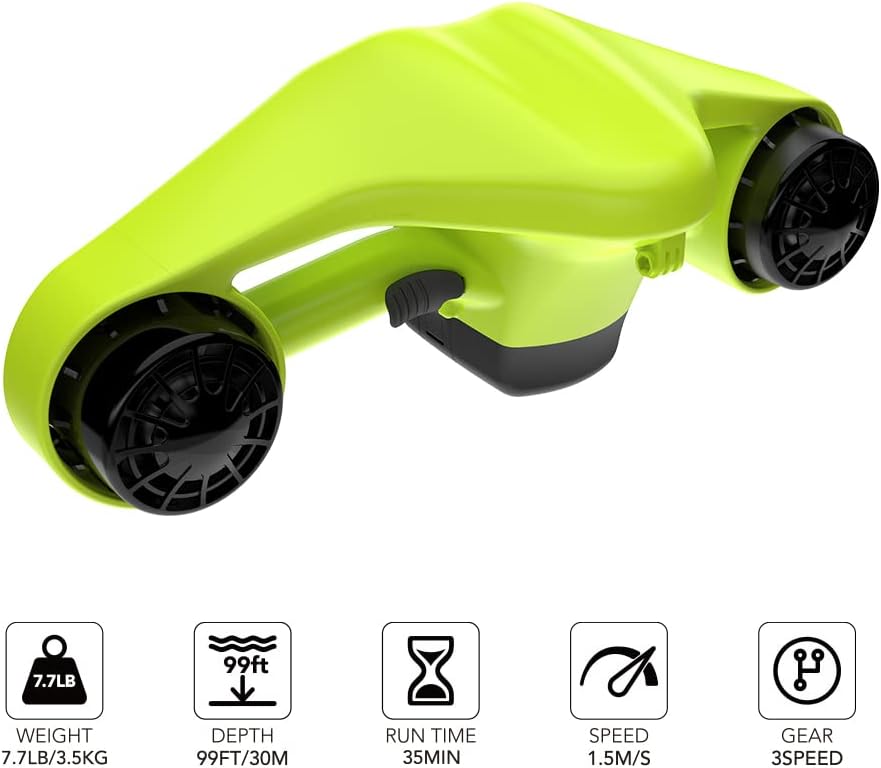 Asiwo Unterwasserscooter Tauchscooter mit Action Kamera Halterung, Seascooter mit Doppelmotor für Ta