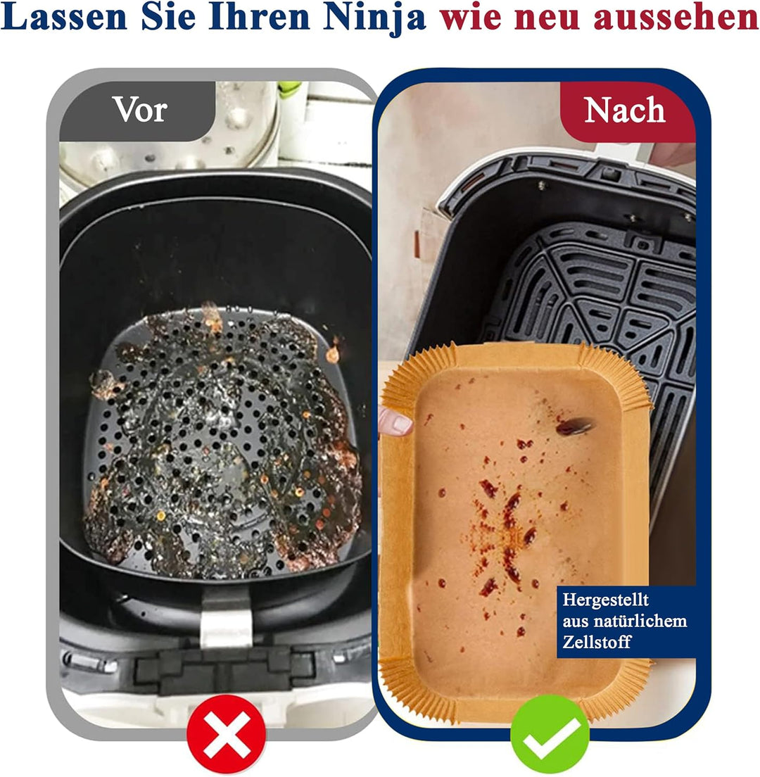 Backpapier für Heissluftfritteuse Ninja Doppelkammer 125 Stück Air Fryer Ninja AF300 EU AF400 AF451