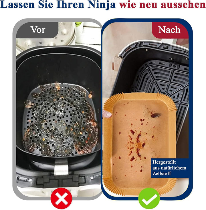 Backpapier für Heissluftfritteuse Ninja Doppelkammer 125 Stück Air Fryer Ninja AF300 EU AF400 AF451