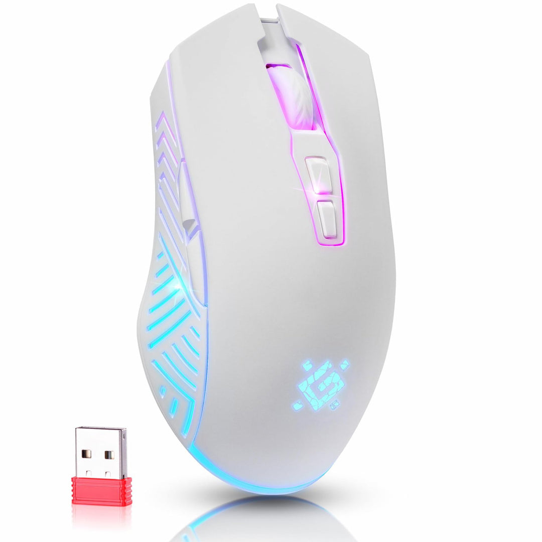Defender® Pandora Kabellose Gaming Maus - Geräuschlose Klicks - 5 programmierbare Tasten - RGB-Beleu
