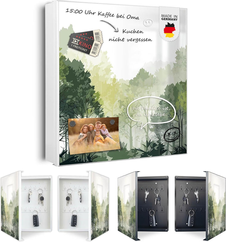 banjado Grosser Schlüsselkasten Metall - Schlüsselbox 30x30cm mit 32 Haken - Schlüsselkasten modern