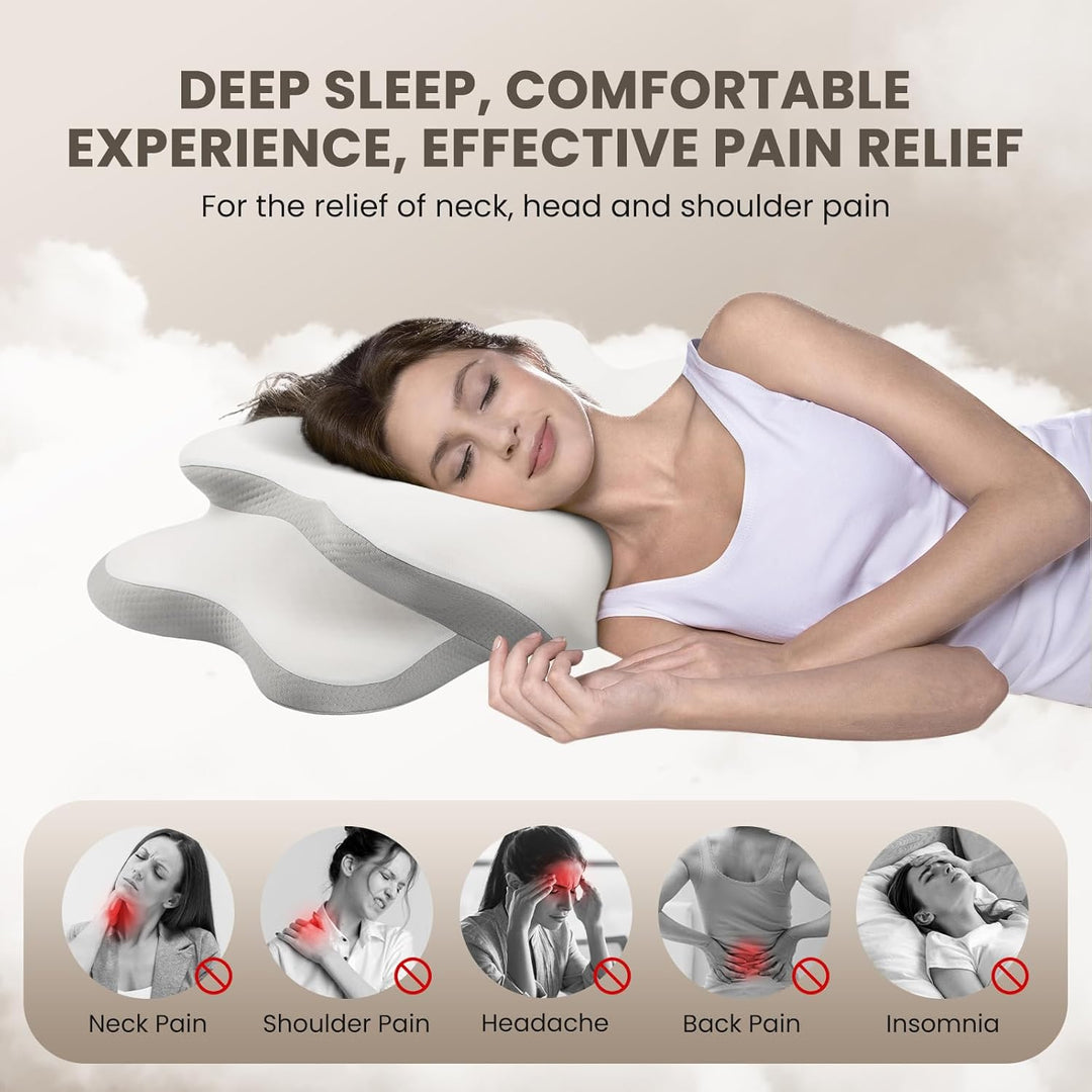 A-Pce Orthopädisches Nackenstützkissen aus Memory Foam, Weiss | Ergonomisches Kopfkissen für Seitens