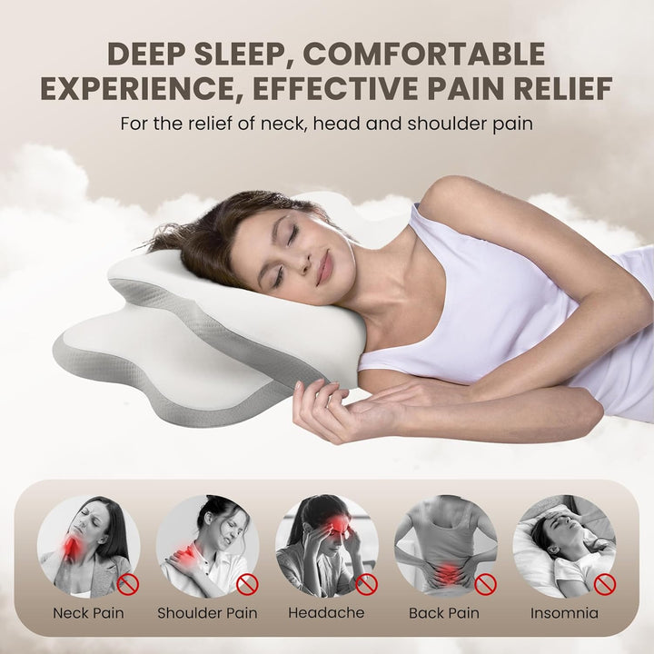 A-Pce Orthopädisches Nackenstützkissen aus Memory Foam, Weiss | Ergonomisches Kopfkissen für Seitens
