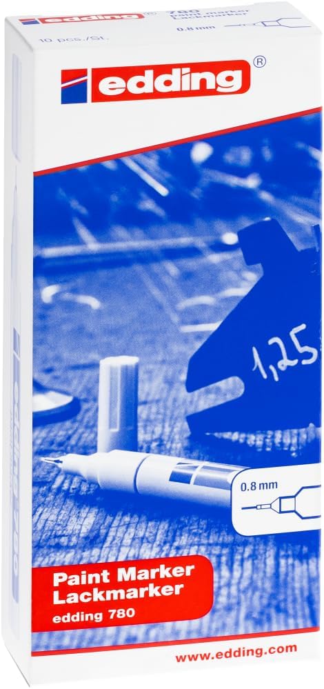 edding 780 Lackmarker - weiss - 10 Stifte - Rundspitze 0,8 mm - Lackstift zur Markierung und Beschri