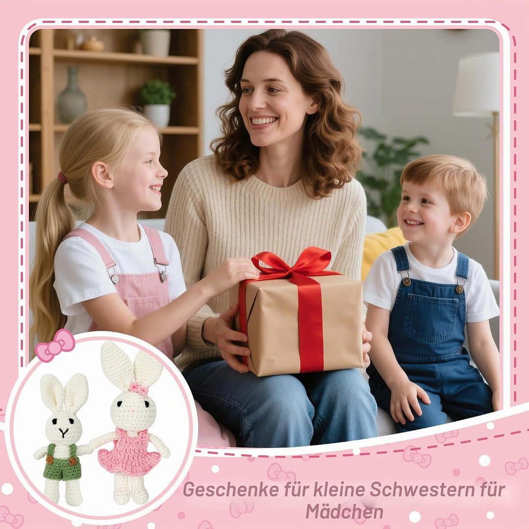 Grosse Schwester Geschenk, Handgemachte gehäkelte Kaninchen für Mädchen, Perfektes Geschwistergesche
