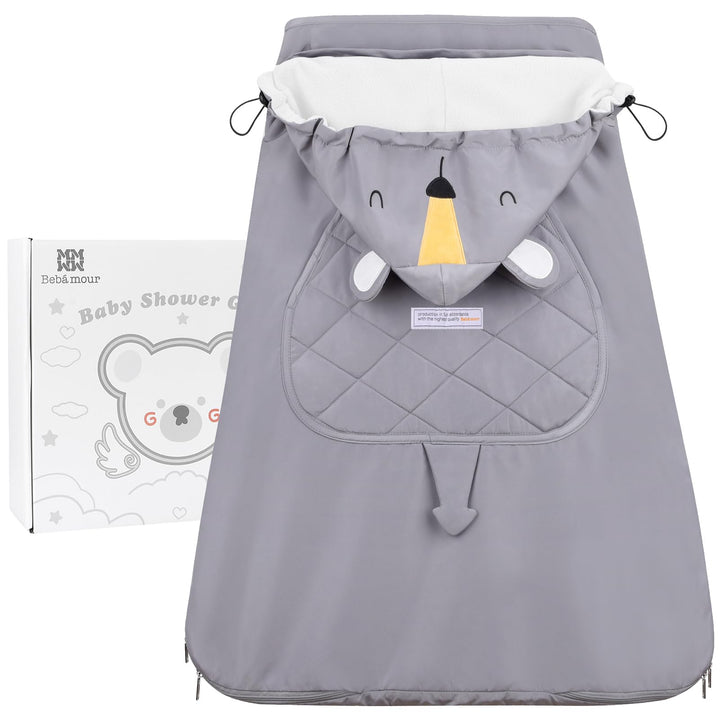 Bebear Winterbezug für Babytrage Warm Universal Hoodie Babytragebezug für alle Jahreszeiten(Grey Koa