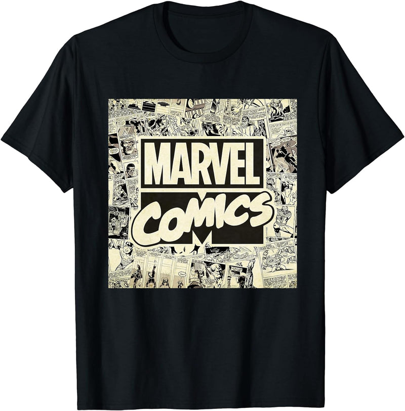 Womens Marvel Classic Retro Comic Newspaper Print Graphic T-Shirt Small White