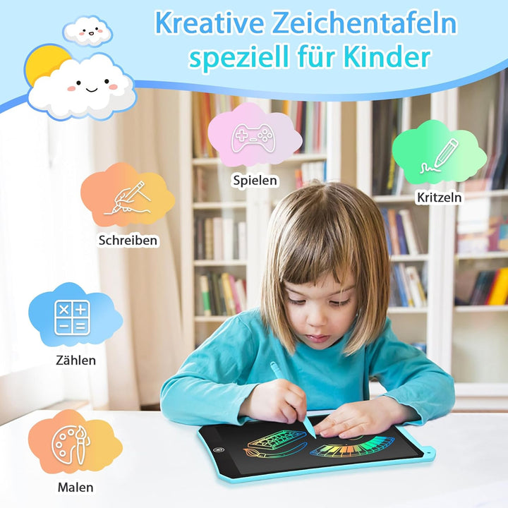 BlueSwan LCD Schreibtafel Kinder, 10 Zoll Maltafel Zaubertafel, Augenschutz Zeichenbrett Kinder Reis