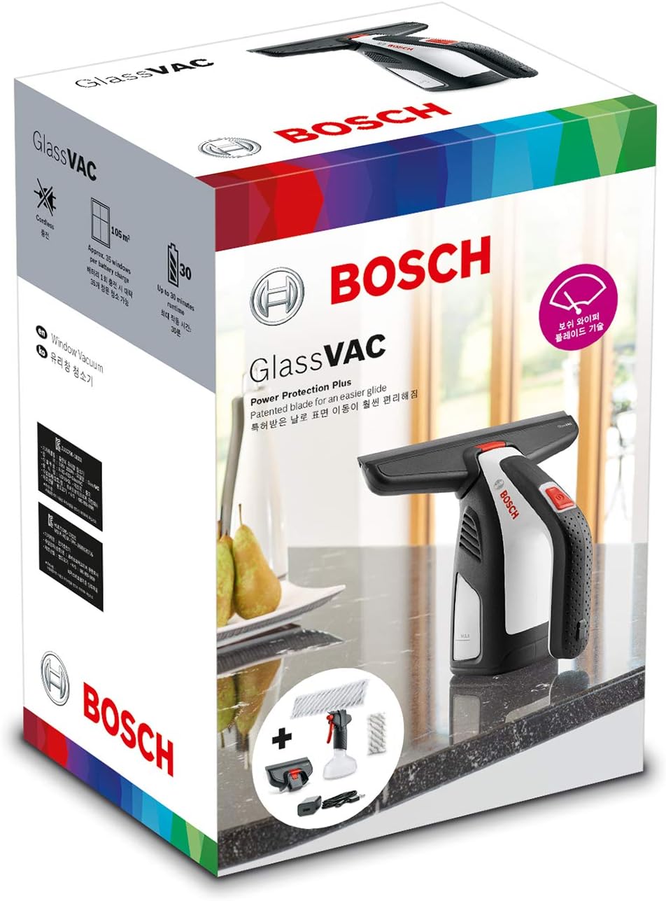 Bosch Home and Garden Akku Fenstersauger GlassVAC (USB Ladegerät, Sprühflasche mit Mikrofasertuch, 2