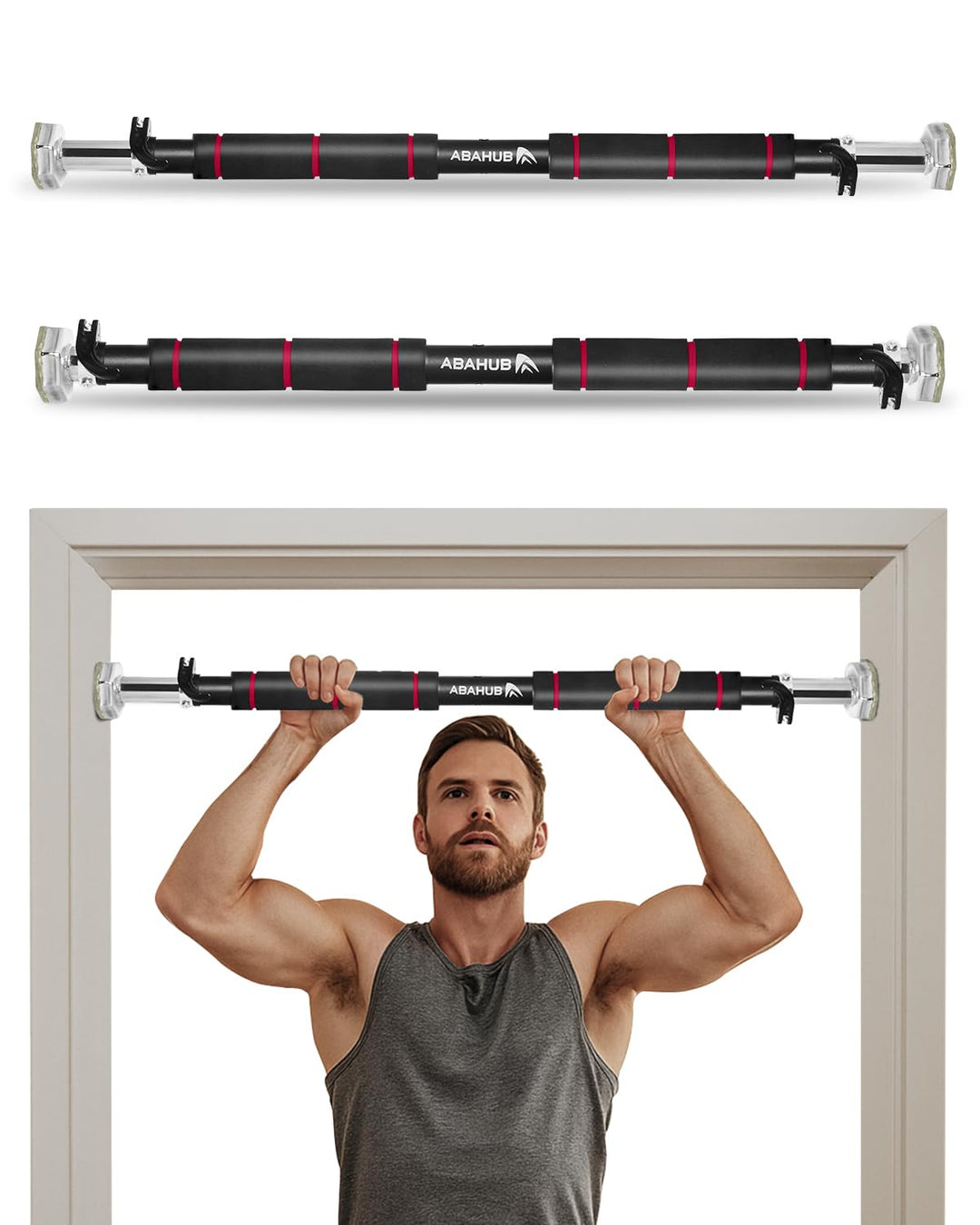 Abahub Klimmzugstange Türrahmen mit Sicherheitsverschluss Home Pull Up Bar ohne Bohren Türstange für