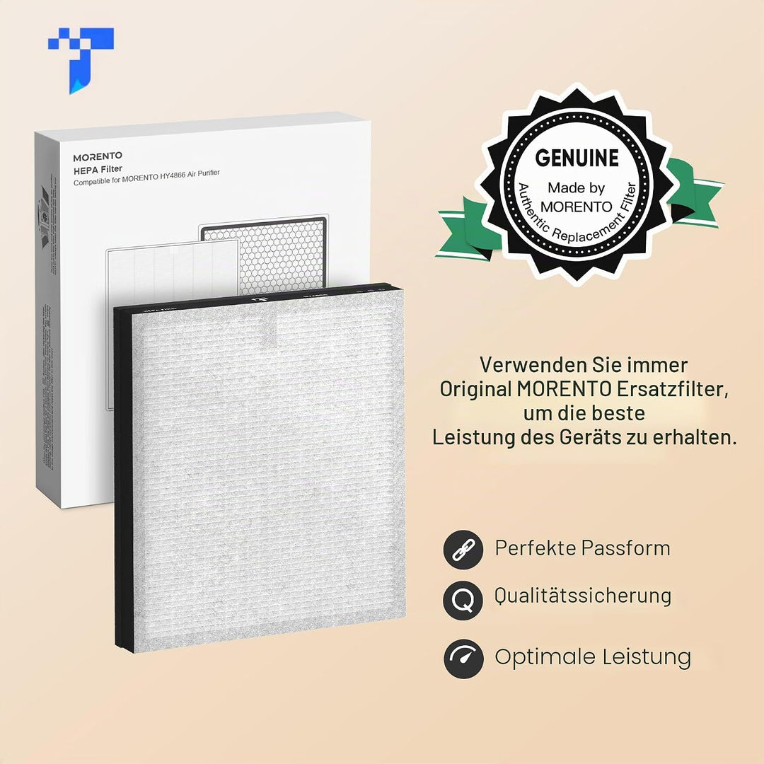 MORENTO HY4866 Original Luftreiniger Ersatzfilter, H13 Echter HEPA Filter wird verwendet, um Staub T