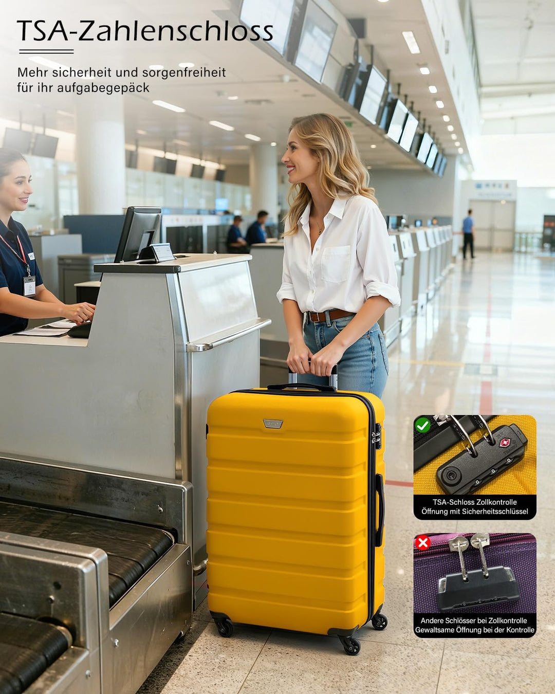 COOLIFE Hartschalen-Koffer Trolley Rollkoffer Reisekoffer ardschale Boardcase Handgepäck mit TSA-Sch