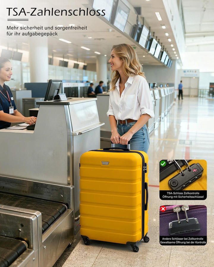COOLIFE Hartschalen-Koffer Trolley Rollkoffer Reisekoffer ardschale Boardcase Handgepäck mit TSA-Sch