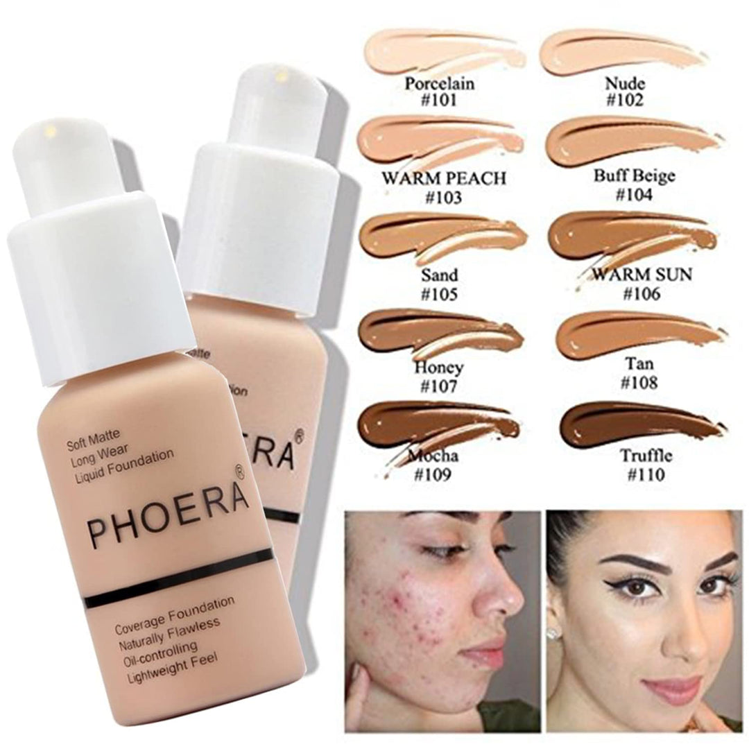 PHOERA Foundation,PHOERA Primer, PHOERA Puder,Concealer Cover Flüssigmatt Full Coverage, Make Up Fou