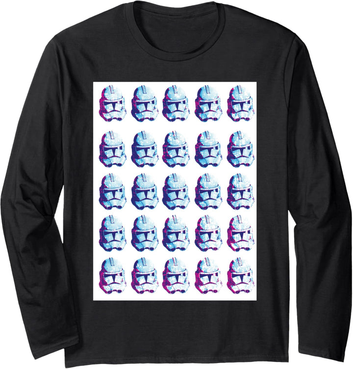 Star Wars The Clone Wars Clone Trooper Helmets Halftone Langarmshirt