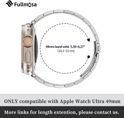 Fullmosa für Apple Watch Armband Ultra 2/Ultra 49mm Edelstahl Metallarmband mit Uhrengehäuse für iwa