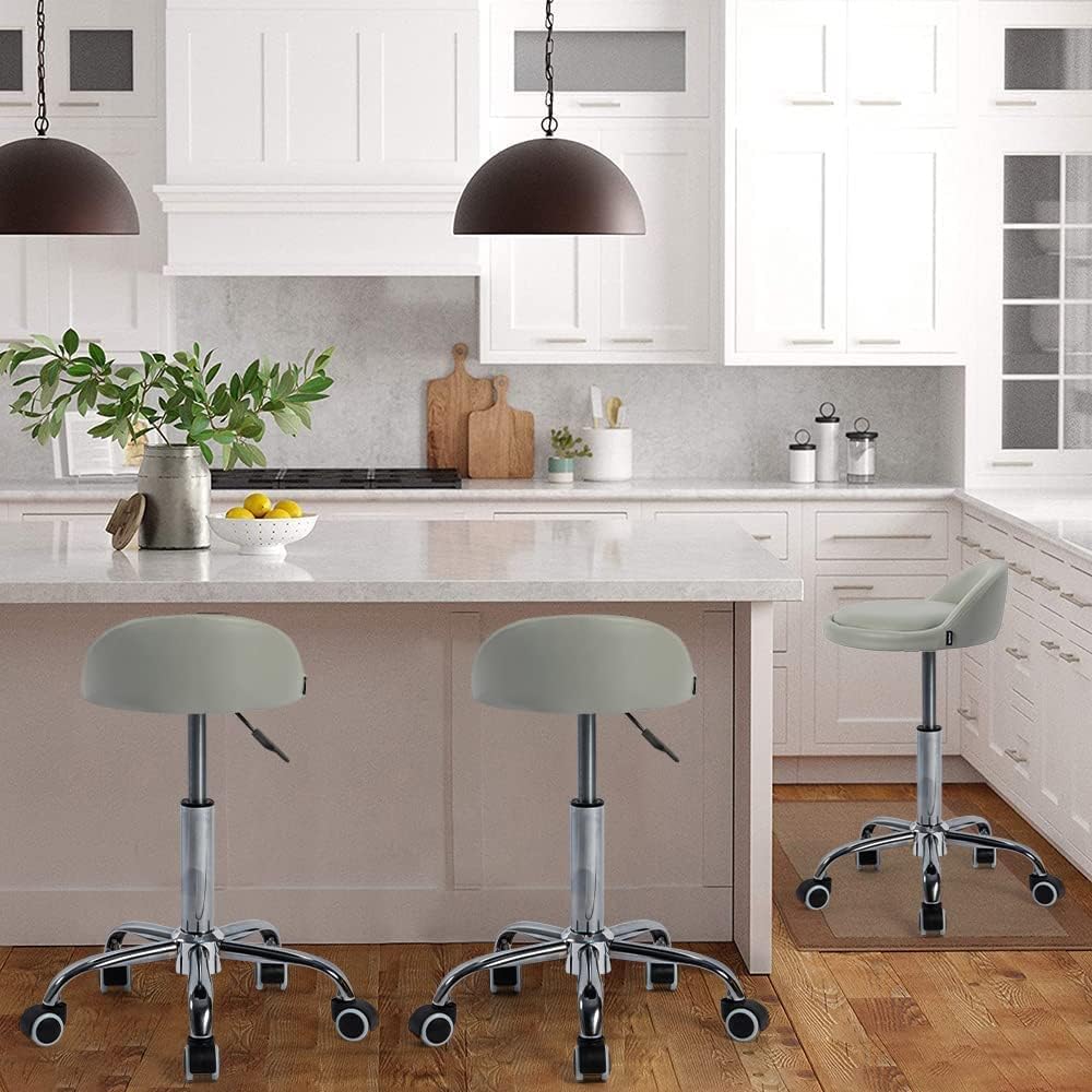 Mingone Rollhocker Praxishocker mit Rollen Bürohocker Höhenverstellbar Drehhocker 360° Arbeitshocker