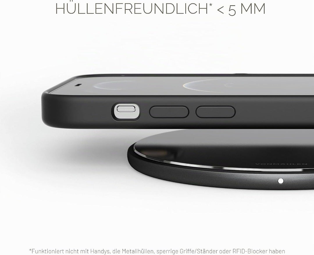 VONMÄHLEN Aura - Qi zertifiziertes 15W Wireless Ladegerät - Mit 4in1 18W Netzteil - Wireless Charger
