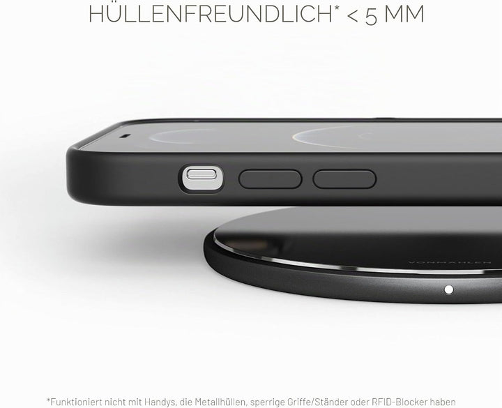 VONMÄHLEN Aura - Qi zertifiziertes 15W Wireless Ladegerät - Mit 4in1 18W Netzteil - Wireless Charger