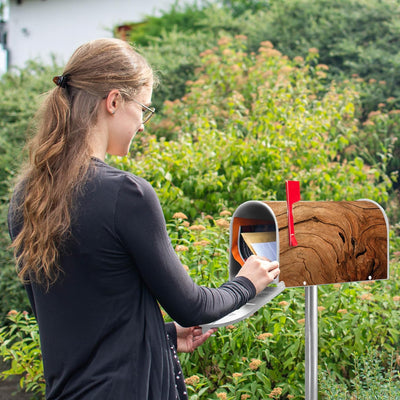 banjado® Amerikanischer Briefkasten - US Mailbox/Letterbox mit Motiv Trockenes Holz 51x22x17cm - Pos