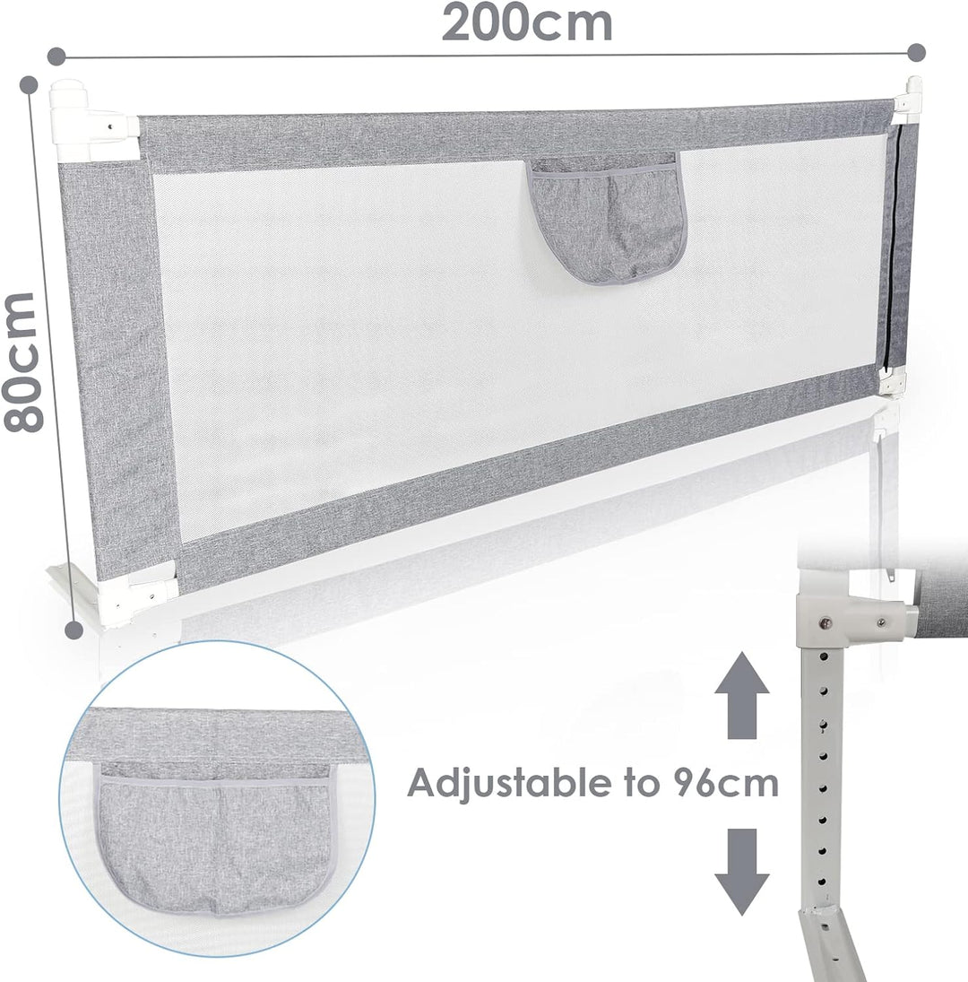 Ikodm Bettgitter, Rausfallschutz Bett 200cm x 80 cm, Bettschutzgitter Kinderbettgitter für Kinder, R