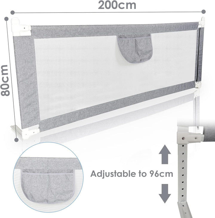 Ikodm Bettgitter, Rausfallschutz Bett 200cm x 80 cm, Bettschutzgitter Kinderbettgitter für Kinder, R