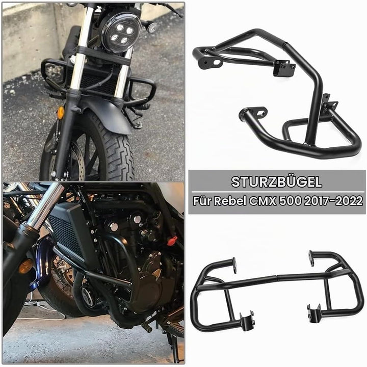 Schwarze Highway Bars für CMX500 Rebel 17-23, Motorrad Stahl Motorschutz Stossstange Sturzbügel Rahm