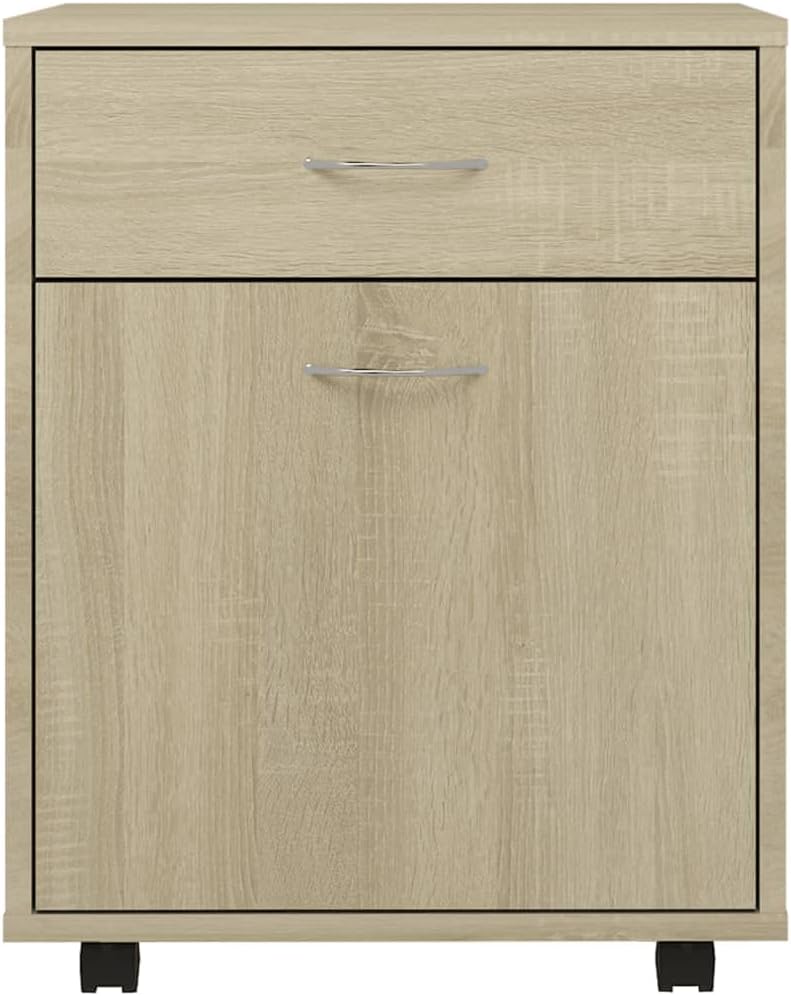 Rollcontainer mit 1 Tür und 1 Schublade, Rollschrank Rollwagen Schubladencontainer Bürocontainer Bür