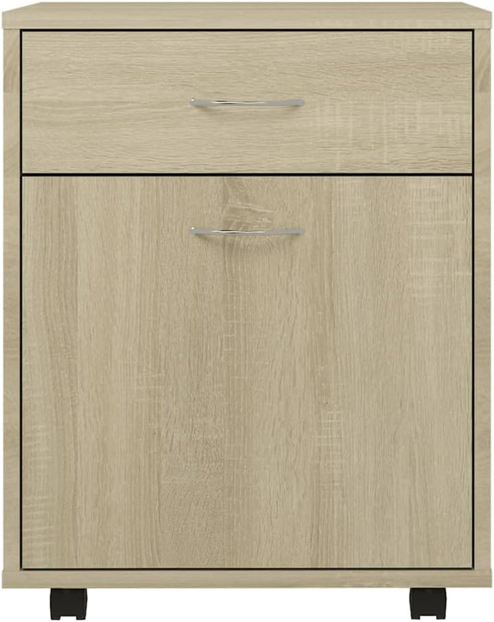 Rollcontainer mit 1 Tür und 1 Schublade, Rollschrank Rollwagen Schubladencontainer Bürocontainer Bür