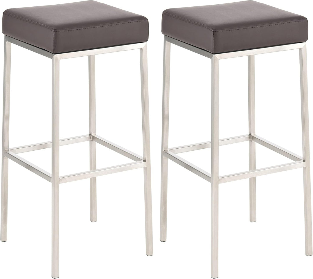 CLP 2er Set Barhocker Montreal Kunstleder I Gepolsterte Stühle Für Bartresen, Farbe:braun, Gestell F
