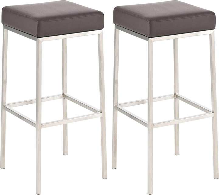 CLP 2er Set Barhocker Montreal Kunstleder I Gepolsterte Stühle Für Bartresen, Farbe:braun, Gestell F