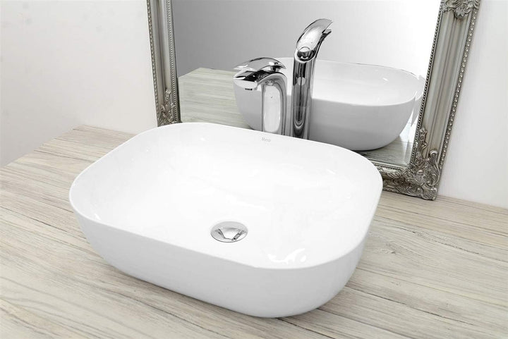 VBChome Waschbecken 50 x 40 Aufsatzwaschbecken aus Keramik Oval Waschtisch Handwaschbecken Aufsatzwa