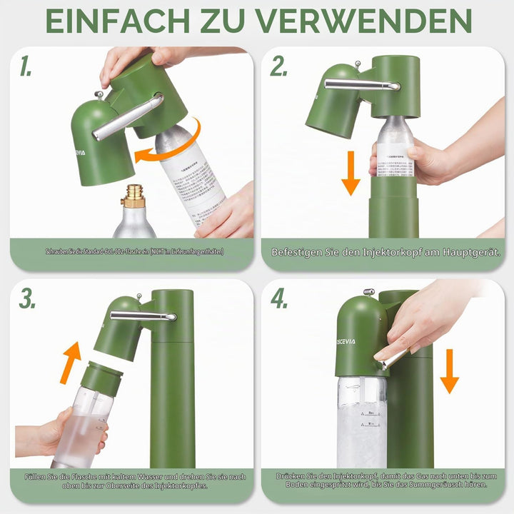 Wassersprudler mit Kunststoffflasche (1L + 1L) – Sprudelautomat für Zuhause, Sprudelwasser Maschine,