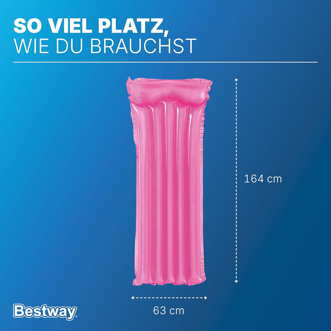 Bestway Luftmatratze Transparent, 183 x 76 cm, 1 Person, PVC, 2 Luftkammern, Integriertes Kopfkissen