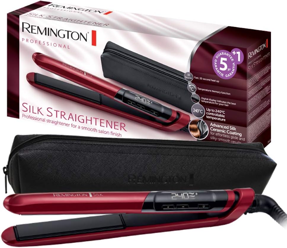 Remington Glätteisen Silk (Doppelschicht-Keramikbeschichtung mit Seidenproteinen für samtig glatte &