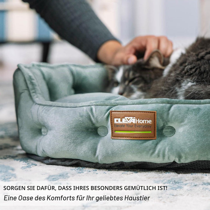 ClevaHome Rundes Katzenbett &amp; Hundebett für Kleine Haustiere bis 7kg – Waschbares Weiches Haustierbe