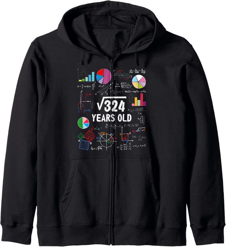 Square Root Of 324 18. Geburtstag 18 Jahre alt Geek Math Nerd Kapuzenjacke