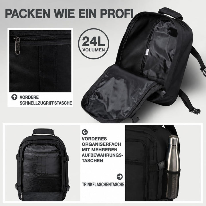 Cabin Max Metz - 40x30x20 Rucksack Ideales Wizzair, Vueling Handgepäck und Reiserucksack für Flugzeu