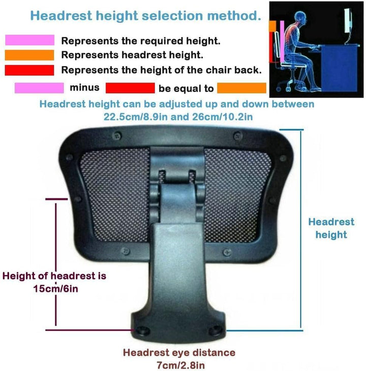 Verstellbare Kopfstütze für Bürostuhl, Drehgelenk, Nackenstütze und Rückenstütze für ergonomischen,