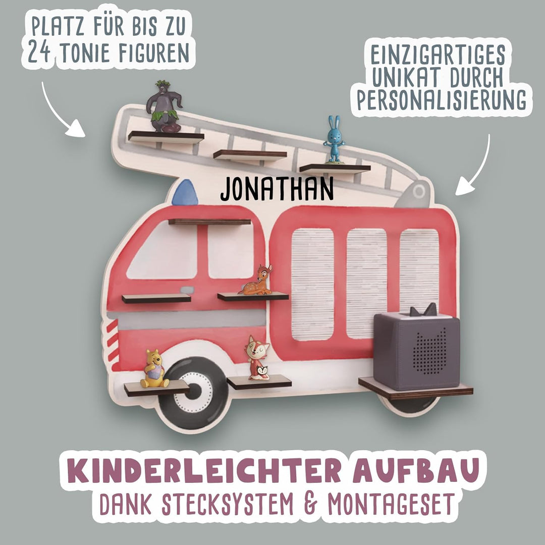 hellomini Personalisiertes Tonie Regal Jungen - Toniebox Regal mit Wunschnamen fürs Kinderzimmer - R